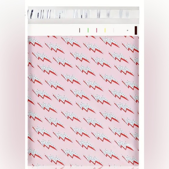 15 Pink Lightning Bolt Patterned Poly Mailers - Picture 1 of 1